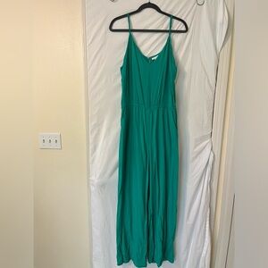 H&M lightweight green jumpsuit with pockets.
